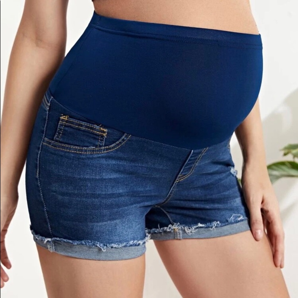 Maternity denim shorts